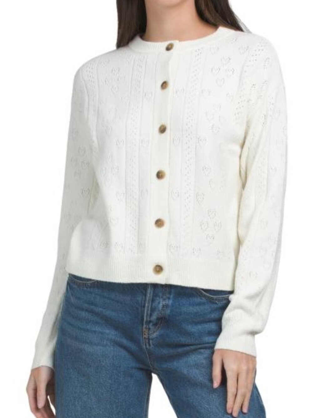 Lucky Brand Whisper White Pointelle Cardigan/NWT/LARGE